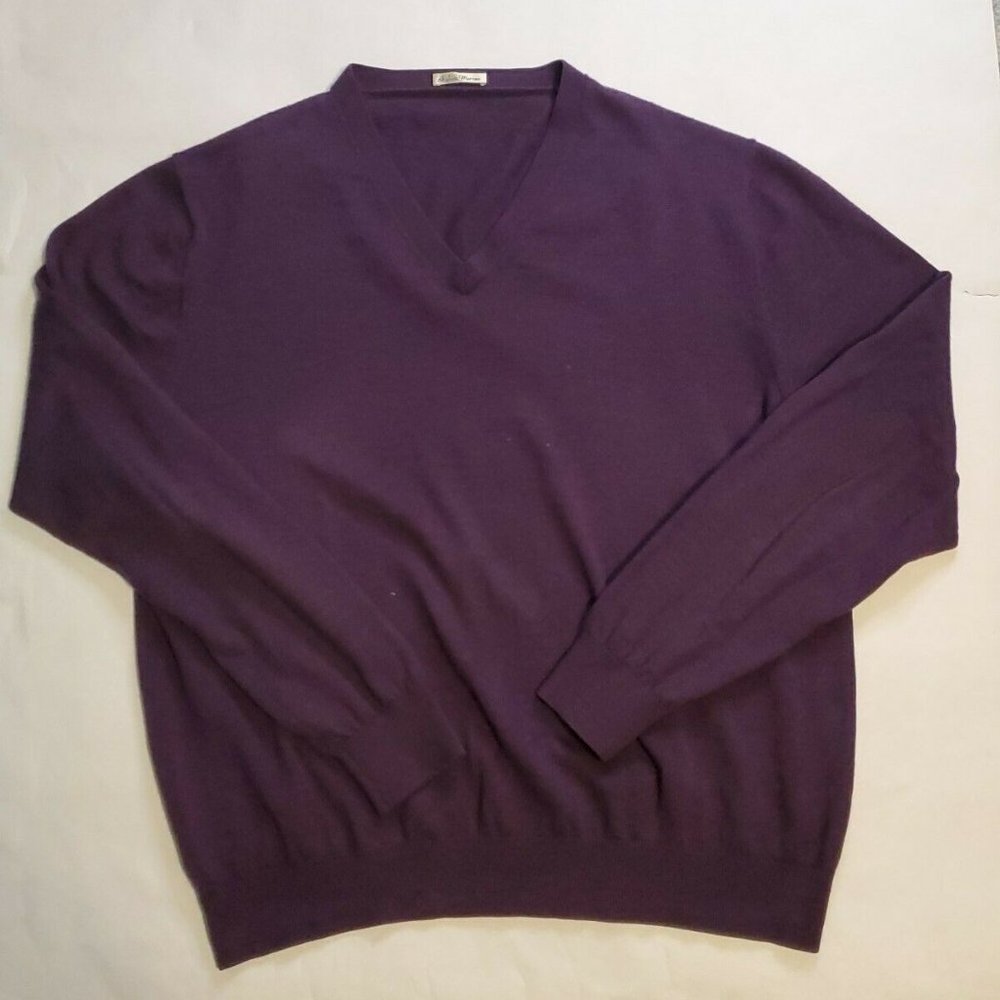 VTG Men’s Large 100% Italian Extra Fine MERINO WOOL Sweater Purple EUC